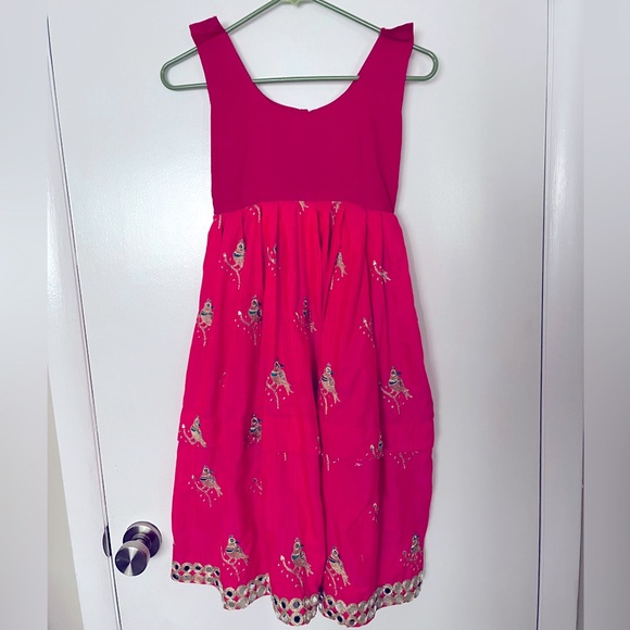 Handmade Fuschia Dress w/ Gold Embroidery - Picture 1 of 6